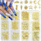 Cosmeria Nail Charms Gold, 2 Boxes Ocean-Themed Nail Gems – Elegant 3D Nail Charms for Nail Design, DIY Accessories and Gift Ideas