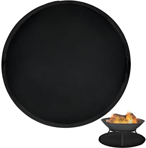 BAPPKON Feuerschutzmatte rund 60cm, Feuerfeste Unterlage für Feuerschale, Grill & Kamin, Hitzebeständige Boden Schutzmatte aus Glasfaser mit Silikonbeschichtung, wasserdicht & ölbeständig