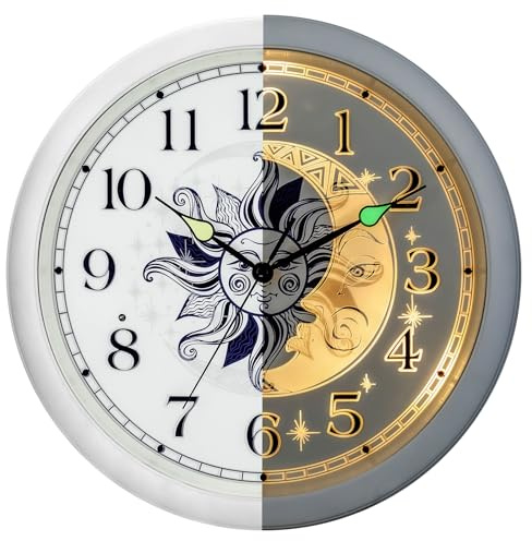 OCEST 33 cm Leuchtende Wanduhr mit Nachtlicht Geräuschlos | Batteriebetrieben, Große Anzeige, Leuchtet im Dunkeln, Für Schlafzimmer Badezimmer Wohnzimmer Küche Flur Büro