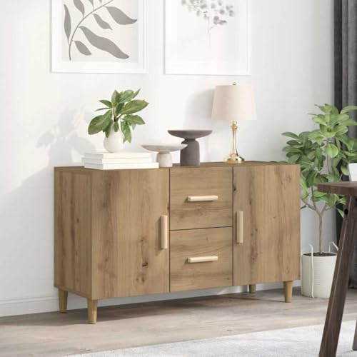 ZQQLVOO Sideboard aus Holzwerkstoff mit Metallfüßen, Stauraum Kommode für Wohnzimmer, Küche, Bad, Flur und Büro, Anrichte mit praktischen Türen und ergonomischen Griffen