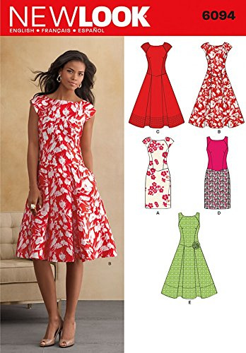 New Look Damen Schnittmuster Nr. 6094 Ausgestattet, Flared & Plissee Kleider