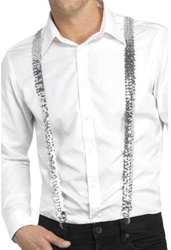 Smiffys Pailletten-Hosenträger, Silber