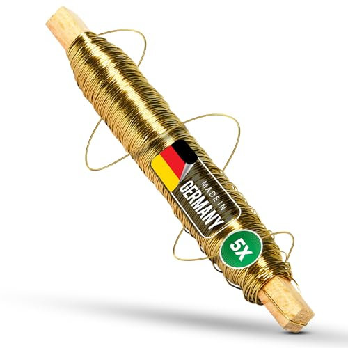 Novatool 5X Wickeldraht I Gold I 0,50 mm I Draht I Floristendraht Metalldraht Blumendraht Bindedraht Biegedraht Pflanzendraht Dekoband Dekodraht