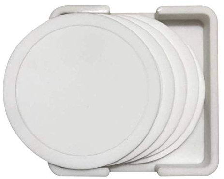 YuuHeeER Lot de 7 dessous-de-verre ronds en caoutchouc de silicone antidérapant Blanc