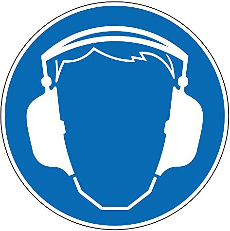 Aufkleber Gehörschutz benutzen ø 100 mm · 10 Stück