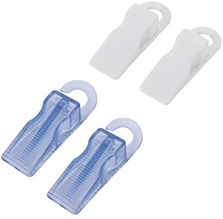 Hsthe Sea - Tope de goma para puerta, 4 piezas, cuña de goma, altura ajustable, resistente a los arañazos y diseño antideslizante, con gancho (transparente, blanco)