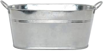 HERSIG - Cubo Metal con Asas pequeño | Macetero Ovalado - 22/12,5x18/8x10,5cm
