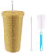 Bling-Diamant-Becher mit Nieten, 17 Oz/500 Ml Bling-Becher mit Deckel und Strohhalm, Edelstahl-Strass-Becher, Isolierte Becher, Kristall-Schaf-Bling-Becher, Party-Becher für Damen und Herren(Golden)
