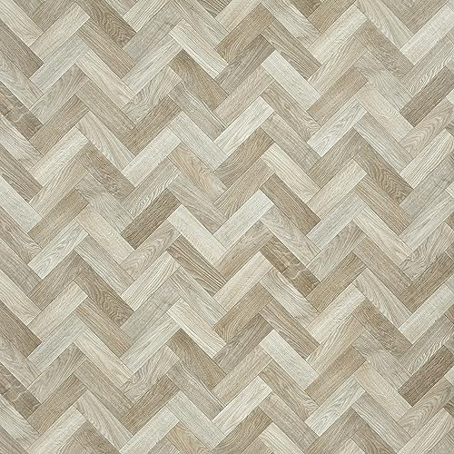 Herringbone Vinyl Flooring Victorian Patterned Wood Effect Cushioned Lino Flooring Roll For Bathrooms Kitchens Conservatories Non Slip Water Resistant (Warfield Small Herringbone, 2.5m x 3m)