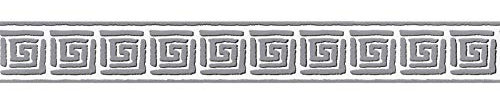 BRICOFLOR Frise papier peint gris et blanc pour bureau Frise tapisserie tendance à motif géométrique Frise murale moderne pour salon