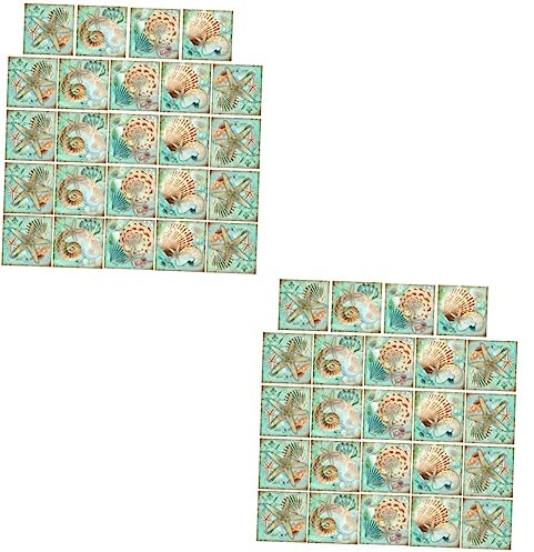 Mikikit 2 Sets Fliesenaufkleber für Die Küche Abnehmbar für Zuhause Dekoration Muschelmuster Badezimmer Wandaufkleber Stück