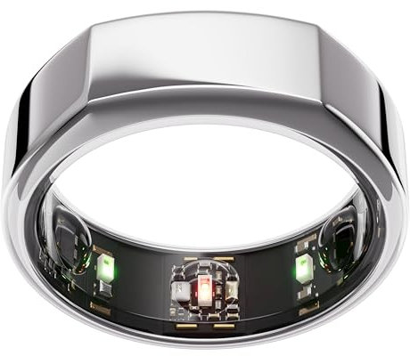 Oura Gen3 Heritage Smart-Ring - Größe 13, Silver | Wearable für Schlaf-, Herzfrequenz- und Fitnesstracking - Bis zu 7 Tage Akkulaufzeit - Kompatibel mit iOS/Android - Bestimme deine Größe vor dem Kauf