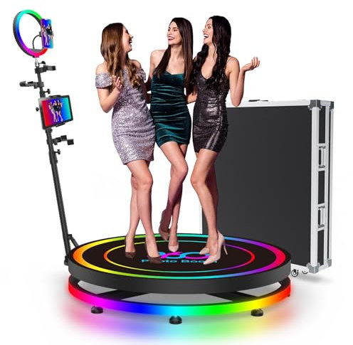 360 Photo Booth Machine, Selfie Photobooth Platform for Party, 360 Spin Camera Booth with APP Remote Control Automatic Slow Motion with Flight Case, Free Logo, for Wedding Party Events (Size : 100cm