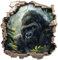 Samunshi® Wanddeko Wandriss mit Gorilla in Wald Fenster in andere Welt Portal Wallart Wandtattoo für Wohnzimmer Küche Wandaufkleber Wandsticker 70x70cm