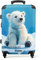 NoBoringSuitcases.com Kinderkoffer, Kinder Koffer, Koffer Groß, Koffer Kinder, TSA Schloss, Kinder Koffer mit Rollen, Koffer Leicht Groß, Koffer Größe M (Weißer Eisbär - Blau, 67 cm - 72 L)