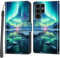 Handyhülle für Samsung Galaxy S24 Ultra Hülle, Magnetische Flip Stoßfeste Schutzhülle mit Standfunktion Kartenfächern Klapphülle Handytasche Schneeberg