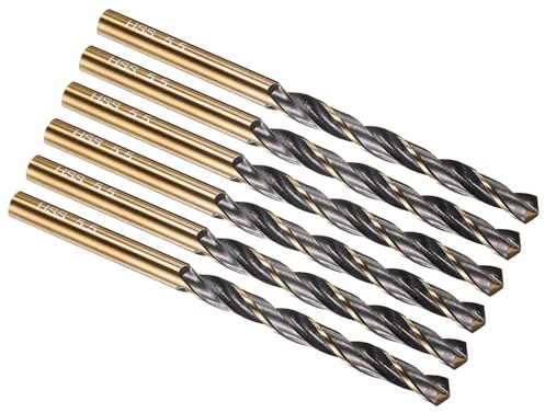 PATIKIL 5.5mm Drill Bit M2 High-Speed Steel 118° for Metal 6 Pack | Jobber Straight Shank 118° Nitriding Black and Gold Finish for Stainless Steel Hard Metal