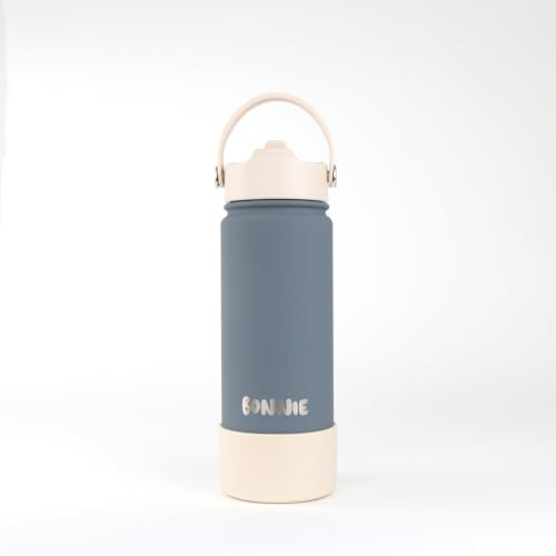 cribstar Personalised Insulated Straw Water Bottle | Stainless Steel | Laser Engraved | 12 Hours Hot & 24 Hours Cold | Vaccum Flask | Straw Lid | BPA Free (Stormy Grey - 18oz/500ml)
