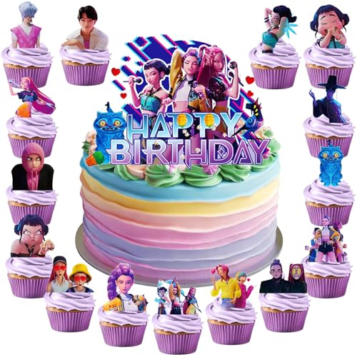 16 Stück Tortendekoration Cake Topper Set,Kop Hunters Tortendeko Mädchen,Hunters Kuchen Deko Kindergeburtstag,Kindergeburtstag Cake Topper Set,Happy Birthday Tortenaufsatz