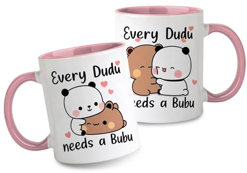 Bubu Dudu Tasse, 350ml Lustige Kaffeetasse Keramik für Tee und Kaffee, Bubu und Dudu Tee Tasse, Rosa Dubu Bubu Cartoon Becher Für Frauen Kinder, Bu-bu Du-du Figur Geschenk für Weihnachts Geburtstags