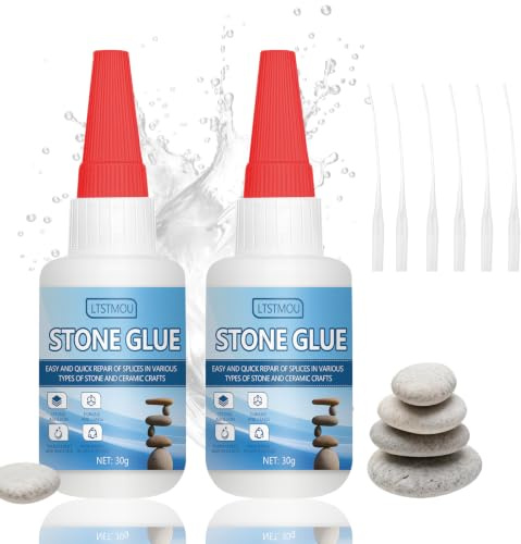 30g*2 Steinkleber, Natursteinkleber, Schnell Trocknender Kleber für Stein | Extra Stark Steinkleber/Kieskleber, Hitzebeständiger Steinklebers, Transparent, Wasserdicht, für Marmor, Granit, Kunststein