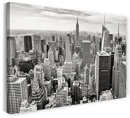 Printed Paintings Leinwand (80x60cm): Stadtebilder Skyline New York schwarz-weiß Kunst Art grau F