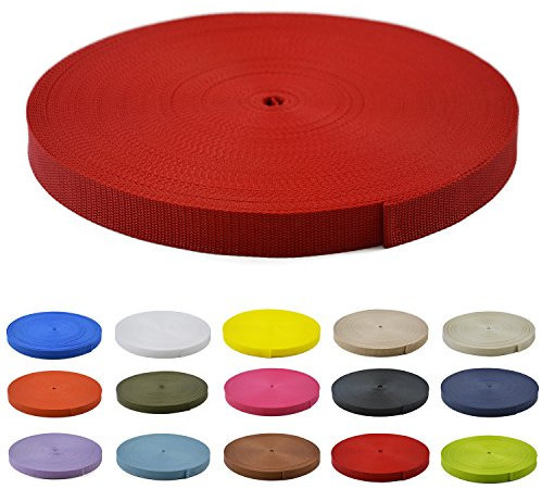 Gurtband Polypropylen 10 Meter lang - 1 Menge Verschiedene Breiten 10mm 15mm 20mm 25mm 30mm 40mm 50 mm (Rot, 10MM)