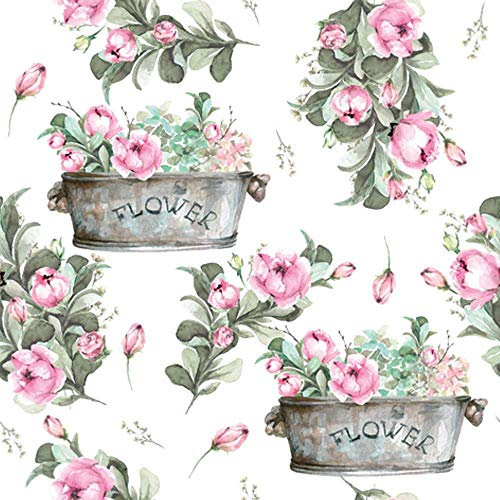 linoows 20 Servietten Frühling antike Szenerie mit Pfingstrosen in Blumenkästen 33x33 cm