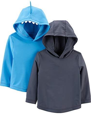 Simple Joys by Carter's Baby Jungen 2-Pack Assorted Rashguard Sets Rash-Guard-Shirt, Marineblau/Haifisch, 3-6 Monate (2er Pack)