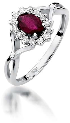 Damen Ring 585 14k Gold Weißgold echt Rubin Edelstein Diamanten Brillanten