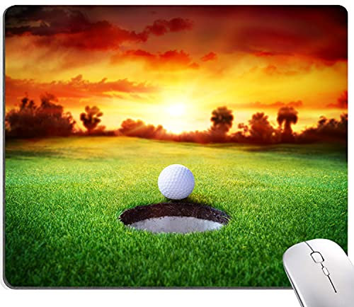 Mouse Pad, Ball in Hole Golf Mouse Pad Rectangle Custom Designs, Waterproof Anti-Slip Rubber Mousepad Office Accessories Desk Decor Wireless Mouse Pads for Computers Laptop