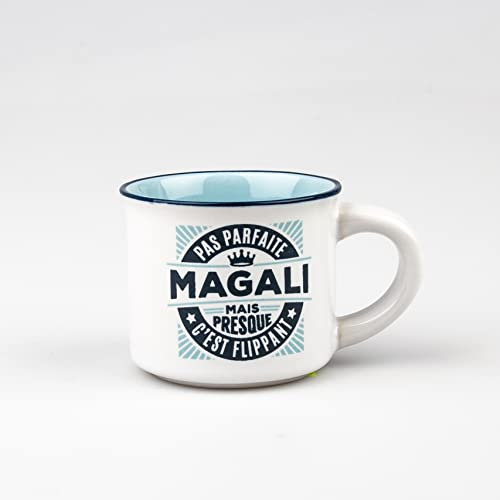 Kontiki- Tasse expresso et sa sous-tasse en faïence personnalisée: Magali
