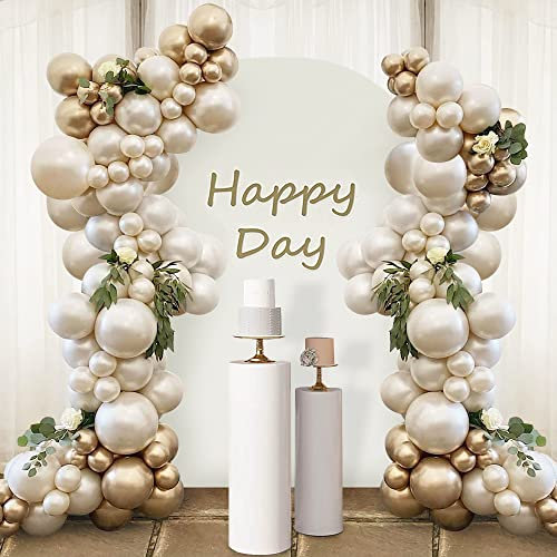 Luftballon Girlande Beige,153 pcs Ballon Girlande Apricot Nude Sandweiß Gold Luftballons Doppelschichten Ballongirlande für Verlobung Hochzeit, Baby Shower Deko, Geburtstag, Boho Party Dekoration