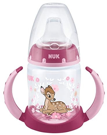 NUK Disney Classics First Choice Training Bottle 150 ml with Temperature Control (Bambi Pink), 1