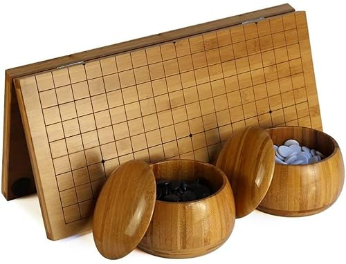 UPMSK Ensemble de Jeu Go, échiquier en Bambou Go + Costume Portable Go Pieces (Puzzle Entertainment Family)