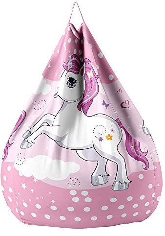 Treer Einhorn Sitzsack ohne Füllung für Kinder Erwachsene, Bedruckter Lazy Bean Bag Sitzsäcke Sitzsackbezug, Spielzeug Aufbewahrung Sitzkissen mit Reißverschlus (70x80cm,rosa Einhorn)