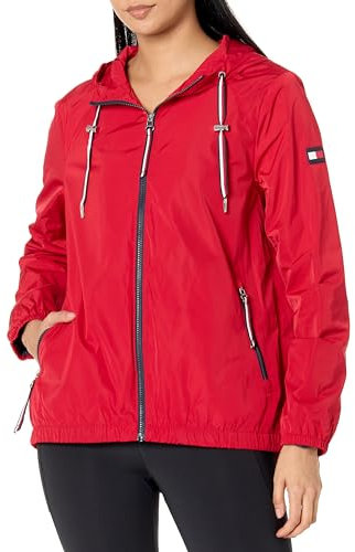 Tommy Hilfiger Coupe-Vent léger et résistant aux intempéries, Rouge, L Femme