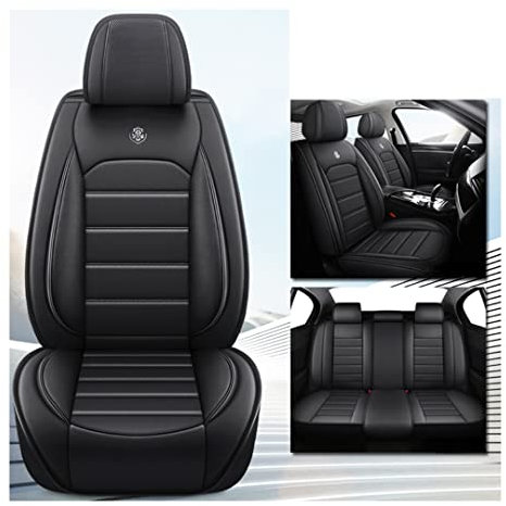 LEJOLI Autositzbezüge passend für Ford Fiesta Focus Schrägheck, Limousine, Liftback, Kombi, Autoinnenraumschutz, PU-Leder, Schwarz