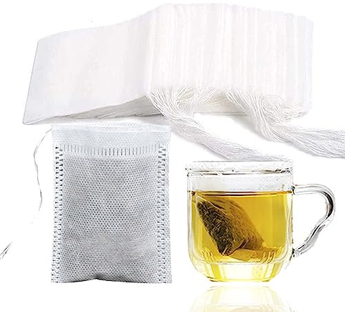 Lerodite 300 Stück Teebeutel für Losen Tee, 5 X 7cm Teefilter für Losen Tee, Teefilter mit Kordelzug zum Gewürze,Vanille, Kaffee