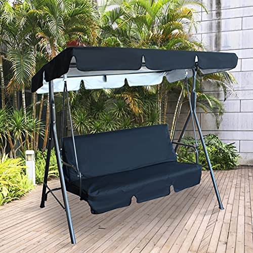 Ersatzdach Gartenschaukel,Wasserdicht und UV-Schutz Ersatzdach für Hollywoodschaukel - Sonnendach Erastzbezug Dachbezug Garten (Schwarz,195 * 125 * 15 cm)