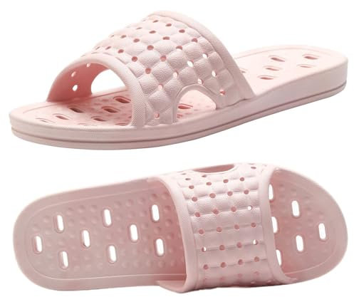 Pantofole da Bagno con Fori di Drenaggio, Pantofole Antiscivolo ad Asciugatura Rapida Pantofole da Bagno per Dormitorio Casa Unisex Rosa EU 39-40