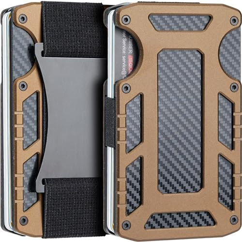 1TG Tactical Porte-Cartes de crédit, porte-carte d'identité en fibre de carbone, porte-carte d'identité, cartes de crédit, capacité de 1 à 15 cartes, Brun Coyote