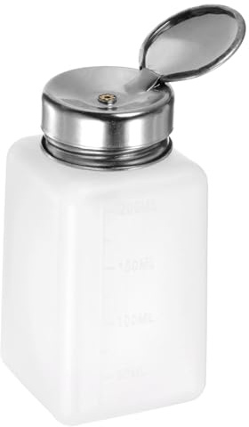 sourcing map Lösemittel Alkohol Spender 200ml(6.7oz) Drückbare Flüssigkeit Spender Pumpe mit Dichtung Edelstahl Deckel für Aceton Reiniger Poliermittel Entferner Weiß