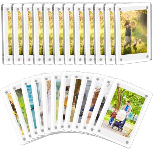 COYMOS Magnetischer Bilderrahmen aus Acryl, für Kühlschrank, doppelseitig, magnetisch, Polaroid-Rahmen für Bilder, Instax-Mini-Rahmen, super klar, 6,9 x 8,9 cm, 24 Stück
