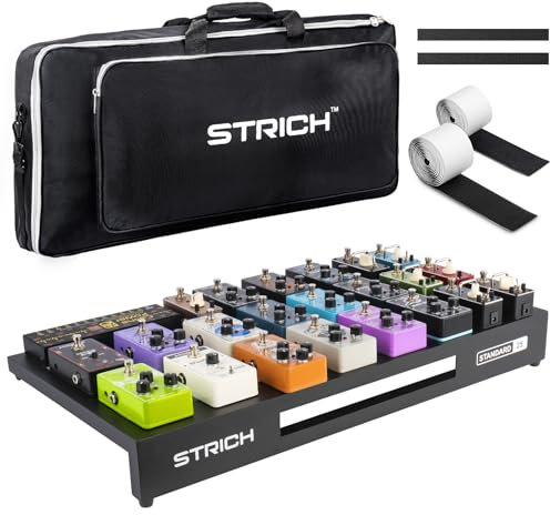 STRICH Gitarrenpedal-Board, Extra Groß, Flugzeug-Aluminium, 2,9 lb Leichtgewicht, 25'' x 12,7'' x 2,83'', Effektpedal-Board mit Tragebeutel, STANDARD 25 (Winkel)