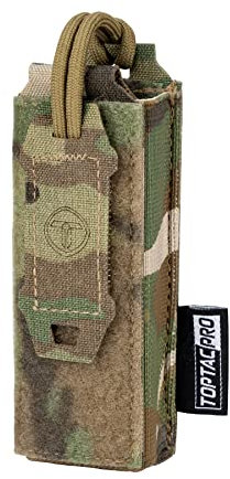 TOPTACPRO Einzelne Pistole Molle Mag Tasche M1911 92F 9mm .40S&M Open Top Magazin Halter Tactical Tool Pouch Taschenlampe Holster 500D Nylon(Multi-camo)