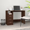 Homgoday Schreibtisch mit Schubladen, Sperrholz, Braun, Eiche, 102 x 50 x 76 cm, Laptop-Schreibtisch für Arbeitszimmer, Arbeitszimmer, Möbel