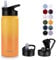 MURBONE Insulated Water Bottle, 500ml Stainless Steel Drink Flask with Straw, BPA Free, 2 Lids (Straw Lid and Spout Lid), Leakproof Double Walled Vacuum Water Bottle, Orange Gradient