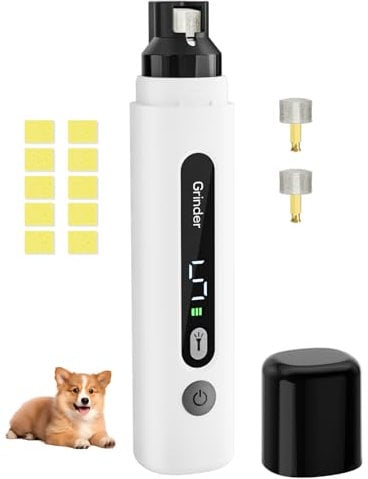 weini Dog Nail Grinder Upgraded-Professional 5-Speed Electric Rechargeable Pet Nail Trimmer Painless Paws Grooming & Smoothing, Sponge Dust Collection for Small Medium Large Dogs&Cats, White