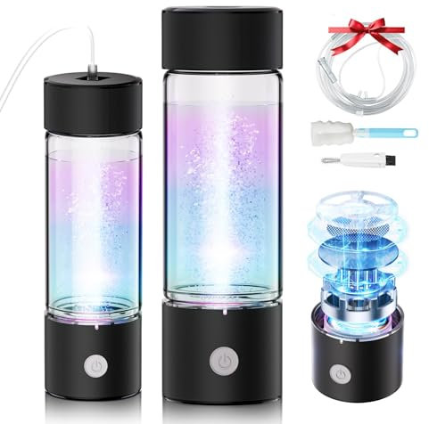 4.0 Upgrade Hydrogen Water Bottle with Brush【NO.1 Double Hydrogen Content】Hydrogen Water Bottle with 2025 Advanced SPE PEM Technique, Applicable to Various Water